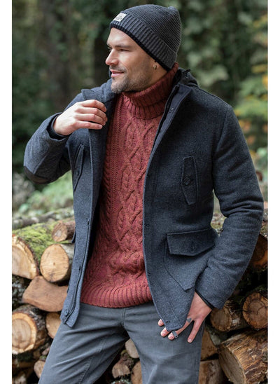 3967 Anthracite Hooded Coat