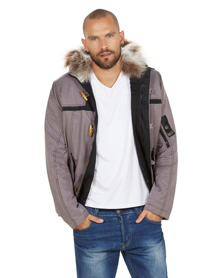 4028 Grey Hooded Coat