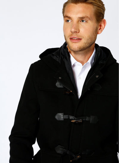 3998 Black Hooded Coat