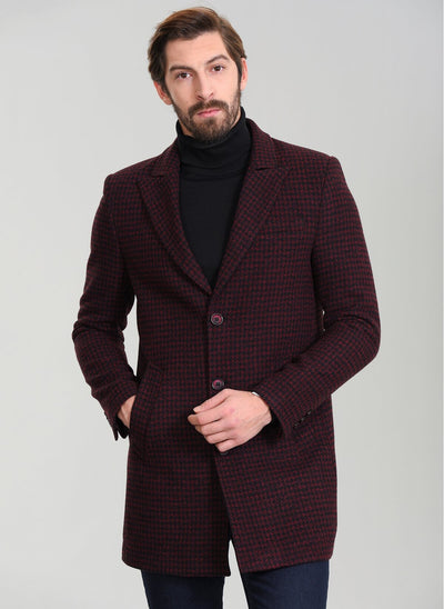 3913 Bordeaux Check Coat