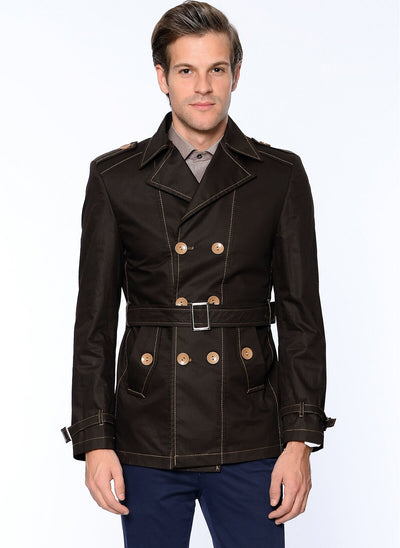 3952 Brown Jacket Collar Coat
