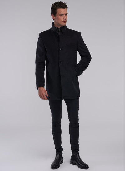 3916 Anthracite High Collar Coat