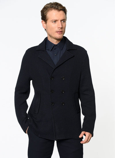 3883 Navy Double Breasted Coat