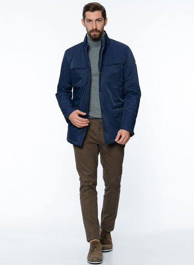 4031 Indigo High Collar Coat