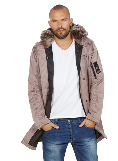 3877 Beige Hooded Coat