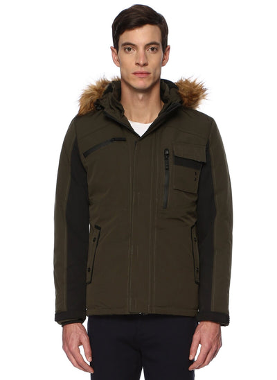 4015 Khaki Hooded Coat