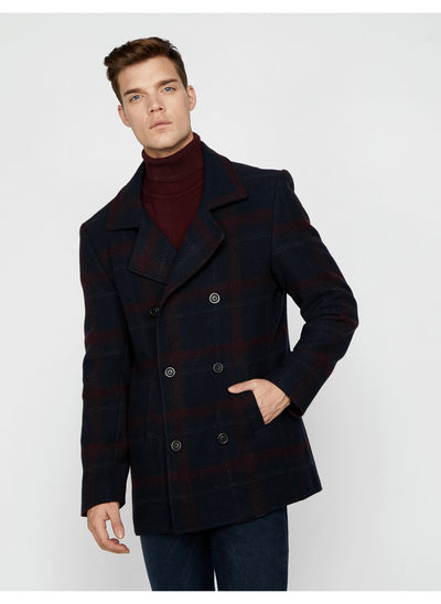 4032 Navy-Multi Colour Check Coat
