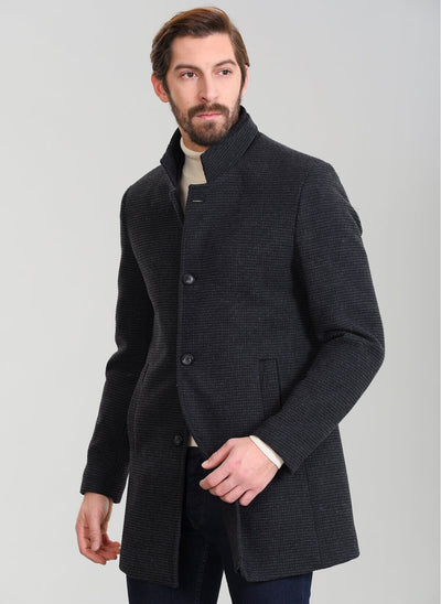 3990 Anthracite Patterned Coat
