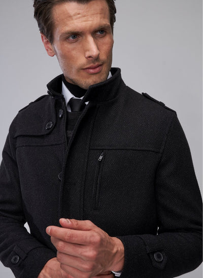 3875 Black Slim Fit Coat
