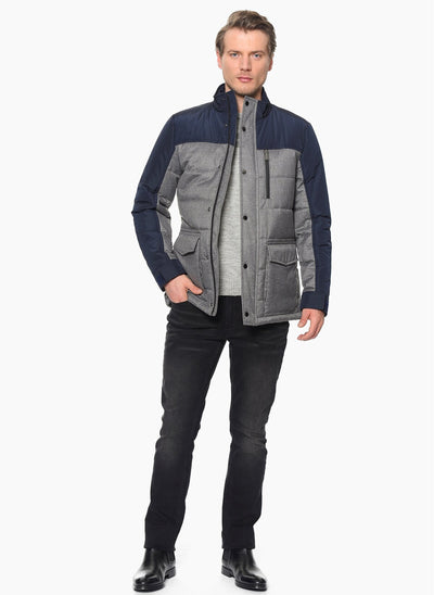 4042 Navy Blue High Collar Coat