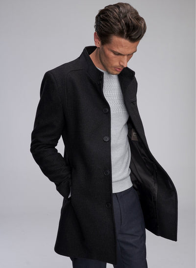 3983 Black Patterned Coat