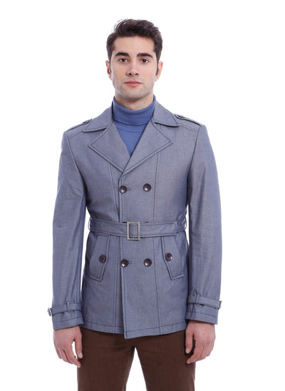 4046 Blue Jacket Collar Coat