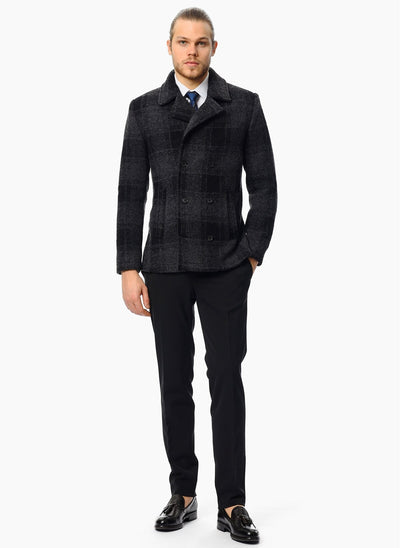 3949 Anthracite Check Coat