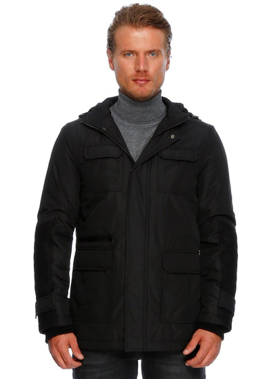 3938 Black Hooded Coat