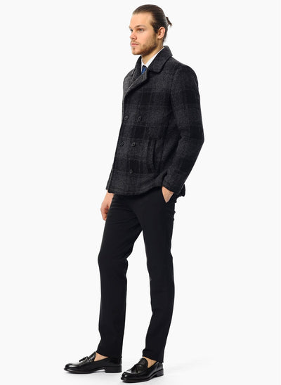 3949 Anthracite Check Coat