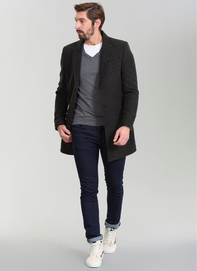 3953 Khaki Check Coat