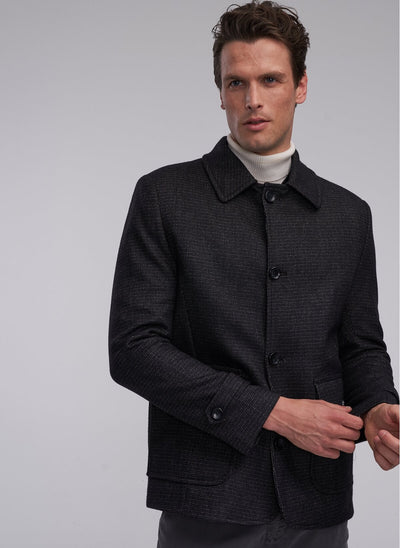 3930 Black-Grey Patterned Coat