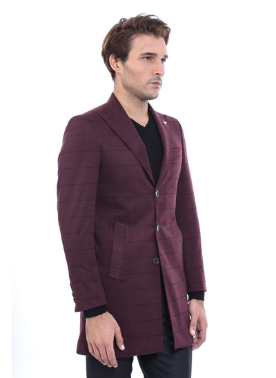 3910 Bordeaux Striped Coat