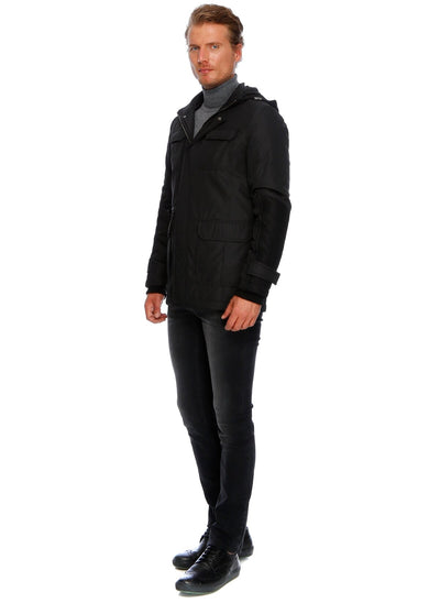 3938 Black Hooded Coat