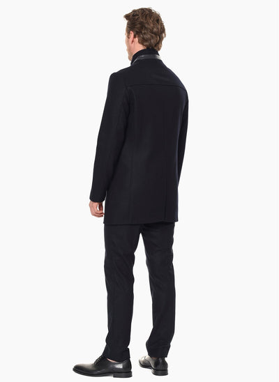 3939 Navy High Collar Coat