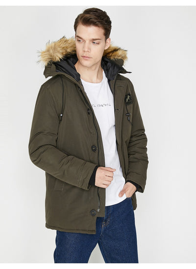 3902 Khaki Hooded Coat