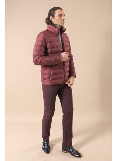 4063 Burgundy Puffer Coat