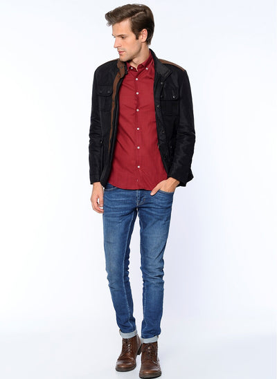 3912 Black Leather Look Coat