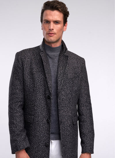 4044 Black-White Check Coat