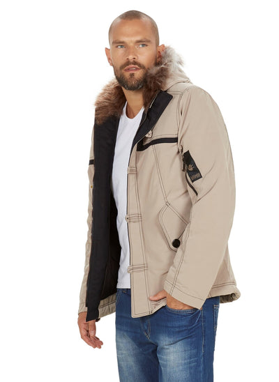 4007 Beige Hooded Coat