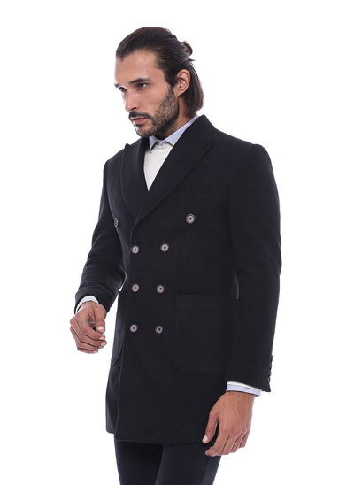 3980 Black Jacket Collar Coat