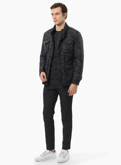 3868 Anthracite Camouflage Patterned Coat