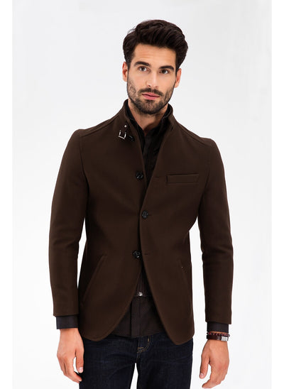 4021 Brown High Collar Jacket