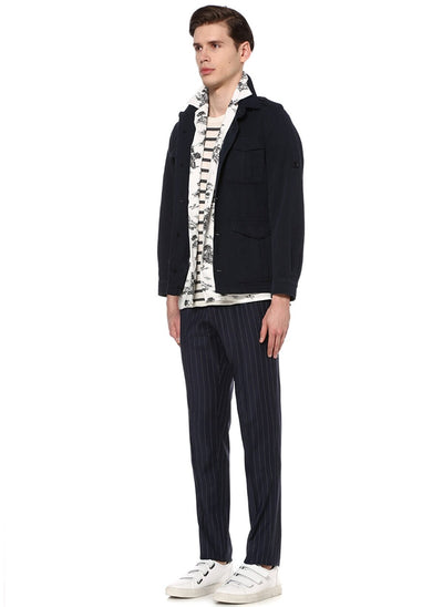 3979 Navy Blue Pocket Detailed Coat