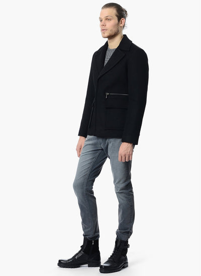 4025 Black Jacket Collar Coat