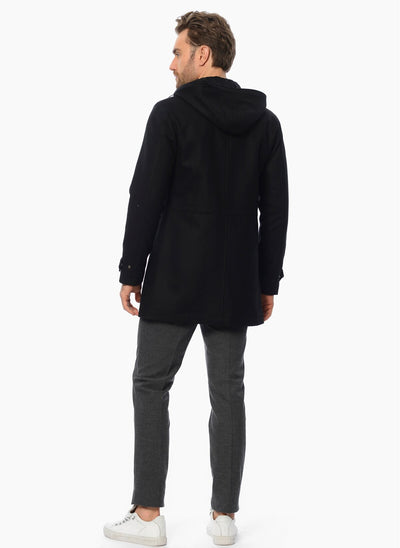 3915 Black Hooded Coat
