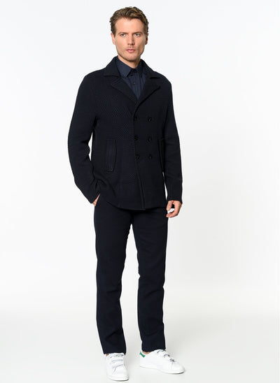 3883 Navy Double Breasted Coat