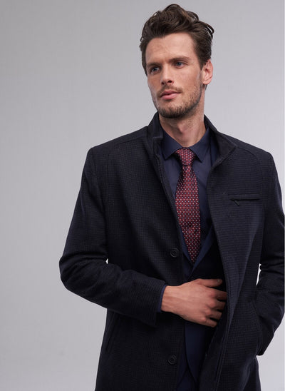 4029 Navy Patterned Coat