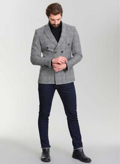 2861 Black Check Double-Breasted Blazer