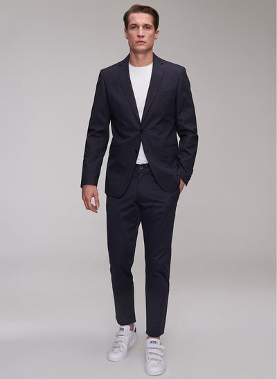 2857 Navy Blue Two Button Cotton Jacket