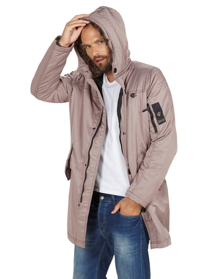 3877 Beige Hooded Coat