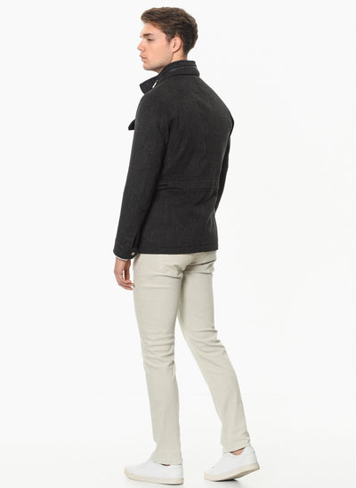 4019 Anthracite High Collar Coat