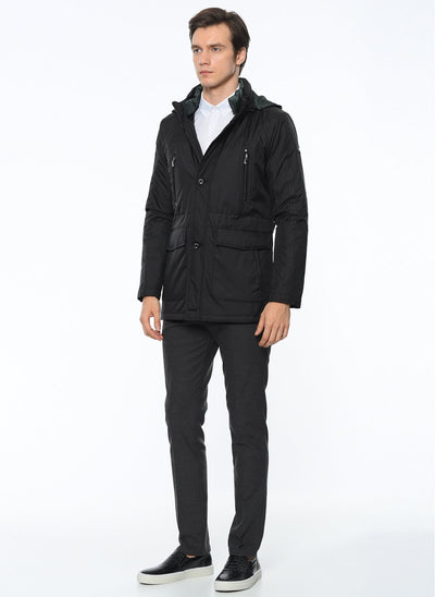 4041 Black Hooded Coat