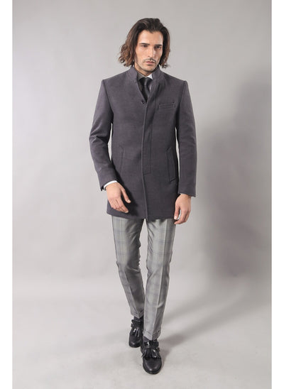 4024 Grey High Collar Coat