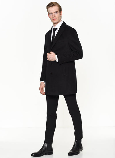 3860 Black Wool Blend Coat