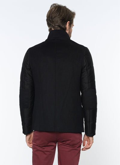 4039 Black High Collar Coat