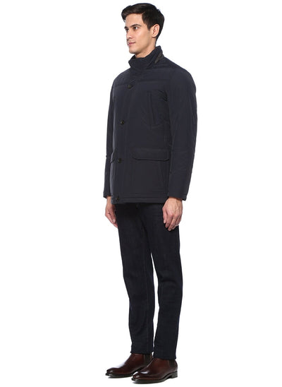 4008 Navy High Collar Coat