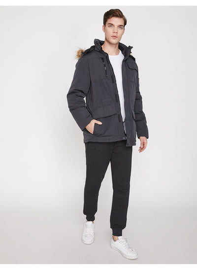 3975 Grey Hooded Coat