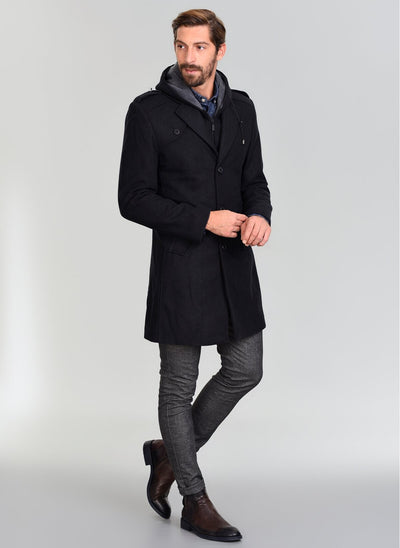 3927 Navy Hooded Coat