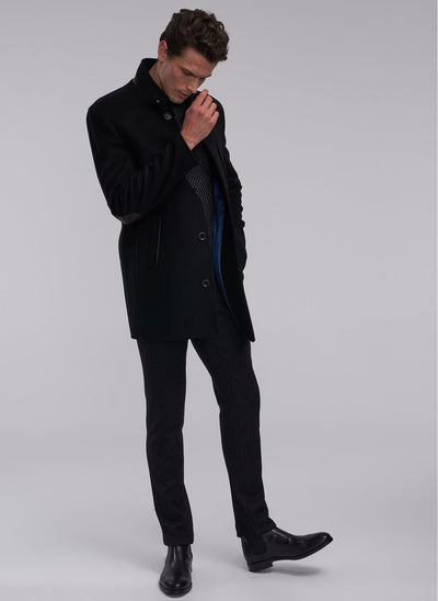 3894 Black High Collar Coat