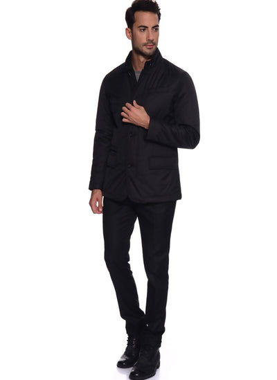 4000 Black High Collar Coat